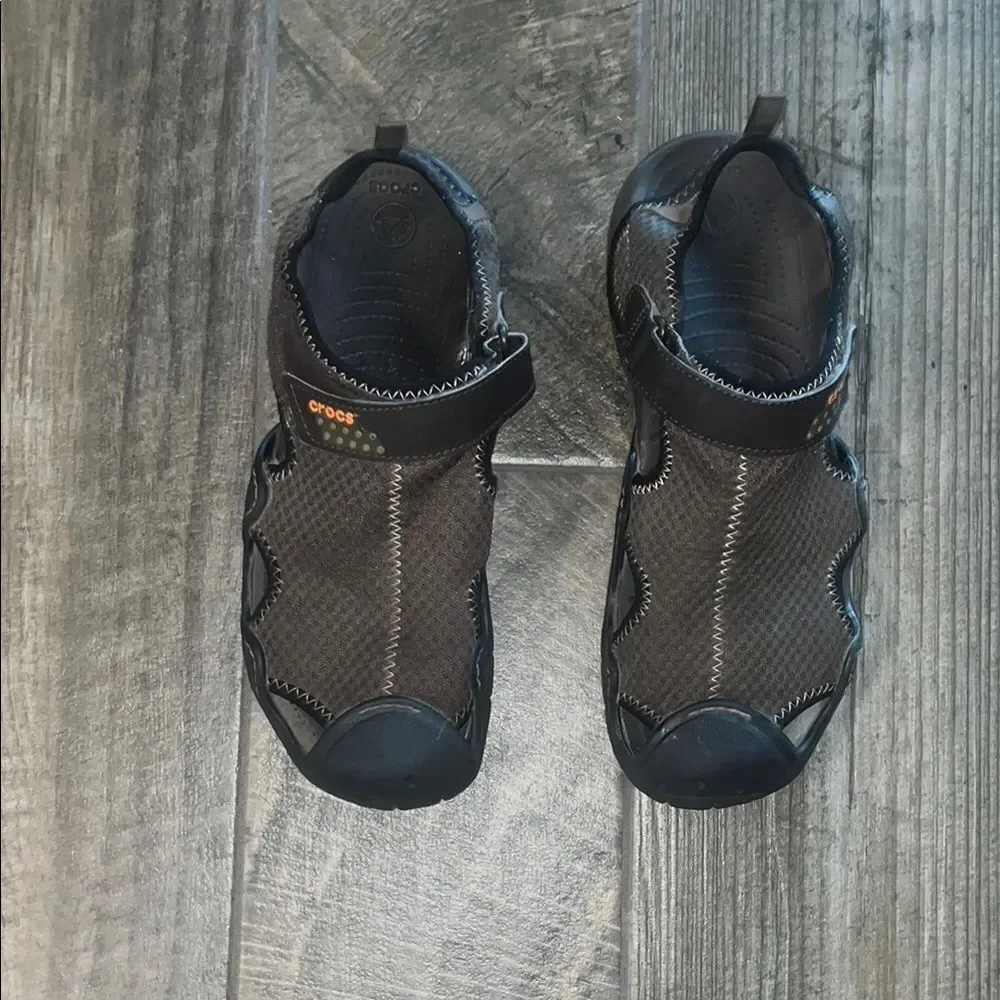 CROCS Brown Sandals with Adjustable Straps and Rugged Soles